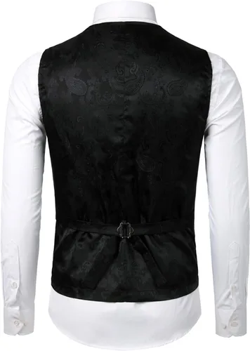 Miniatura 2 de ZEROYAA Chaleco de traje de cuello en V con estampado de cachemira metálico para hombre, chaleco de esmoquin