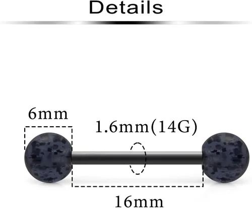 Miniatura 2 de Ftovosyo - Retenedor recto de aro para lengua o pezón calibre 14 G de 5/8 de pulgada (16 mm) que brilla en la oscuridad, de acrílico flexible; joyas