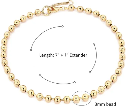 Miniatura 5 de Valloey Rover Pulsera de cadena de eslabones de oro delicada para mujer, chapada en oro de 14 quilates, simple y delicada, pulsera de eslabones