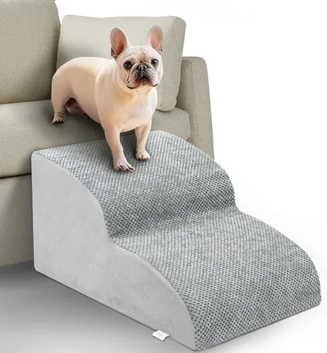 Miniatura 20 de Escaleras para Perros para Perros Pequeños - Rampa de Espuma de Alta Densidad, Pasos Extra Anchos para Mascotas con Fondo Antideslizante para Camas