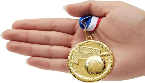 Miniatura 5 de Juvale Paquete de 12 medallas de premio para adultos, trofeos de participación en equipo con cinta de rayas rojas, blancas y azules, recuerdos