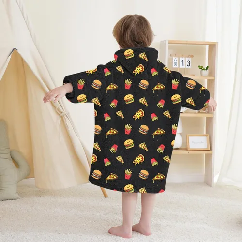 Miniatura 6 de Mewkou Manta con Capucha Portátil para Niños Sudadera con Capucha de Sherpa Extra Grande para Niños, Niñas y Niños Pequeños de 2 a 6 años
