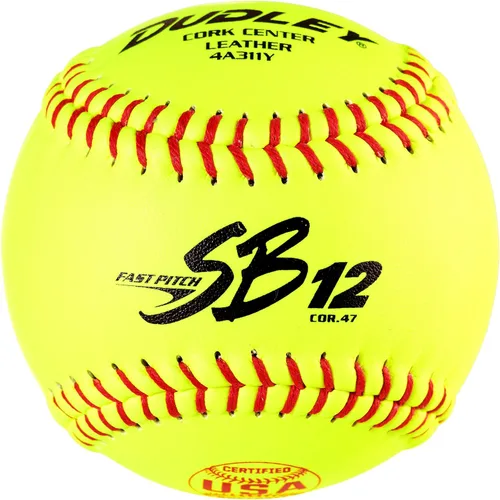 Miniatura 7 de Dudley Fastpitch Softballs Official USAB, USSSA, & NFHS Multiple 12 Count Options NFHS - Thunder Heat - Funda de piel amarilla de 12