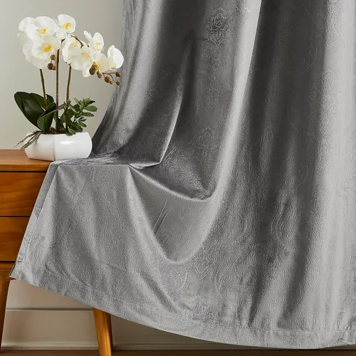 Miniatura 11 de Warm Home Designs Cortinas de terciopelo beige suave con diseño de damasco en relieve de 84 pulgadas de largo. Cortinas opacas de terciopelo