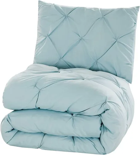 Miniatura 7 de WPM WORLD PRODUCTS MART JN1 - Juego de edredón de microfibra de 2 piezas, tamaño individual, plisado, ropa de cama alternativa, para todas las Azul