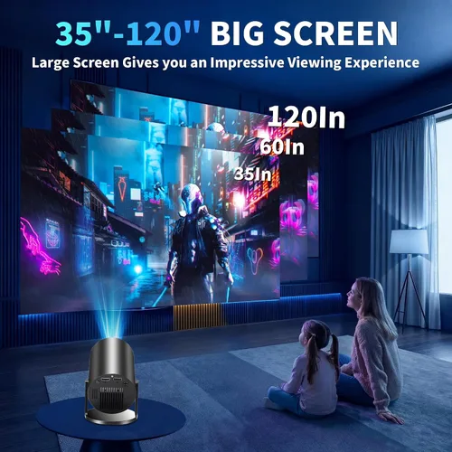 Miniatura 9 de [Aplicaciones integradas y actualización 2025] Mini proyector compatible con 4K 1080P Auto Keystone 270° giratorio con WiFi 6 y Bluetooth 5.4