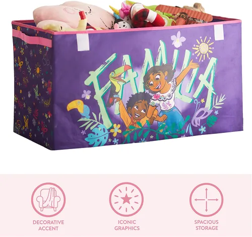 Miniatura 4 de Idea Nuova Disney Encanto - Baúl de almacenamiento plegable para juguetes de niños, duradero, con tapa