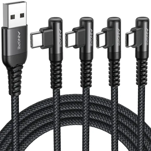 Miniatura 43 de AINOPE Cable USB a USB C [2 unidades, 6.6 pies] 3.1A tipo C cargador de carga rápida, cable USB C en ángulo recto para iPhone 17 Carplay, Galaxy Gris