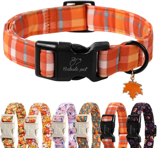 Miniatura 22 de Collar de otoño para perro, lindo collar de cachorro con hojas de otoño, ligero, cómodo, ajustable, para mascotas pequeñas, medianas y grandes