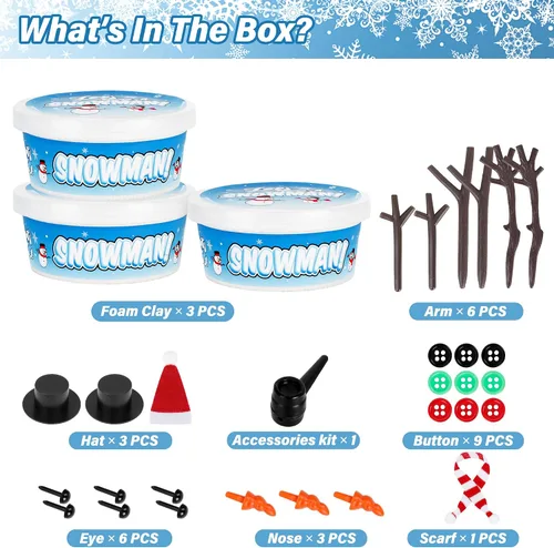 Miniatura 2 de Kit de Manualidades Navideñas de Muñeco de Nieve, Paquete de 3 Kit de Manualidades DIY de Muñeco de Nieve para Niños, Construye un Muñeco de Nieve