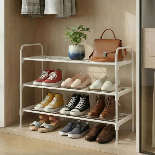 Miniatura 4 de 3-Tler - Zapatero organizador para zapatos, hierro inoxidable, estante espacioso para almacenamiento de zapatos para armario o entrada, se adapta a
