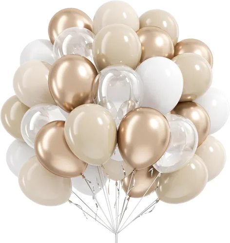 Miniatura 8 de Globos de color rosa claro y blanco, 60 unidades de 12 pulgadas, globos de confeti de color rosa perla claro y blancos para boda, despedida