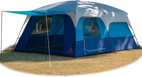Miniatura 14 de KTT Extra Large Tent 10-12-14 Person(Style-B),Family Cabin Tents,2 Rooms,3 Doors and 3 Windows with Mesh,Straight Wall,Waterproof,Double Layer,Big