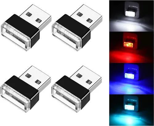 Miniatura 22 de Ziciner 6 PCS Lámpara de Ambiente Interior de Coche LED USB, Mini Luz Nocturna LED Portátil, Kit de Iluminación Ambiental de Maletero con Interfaz