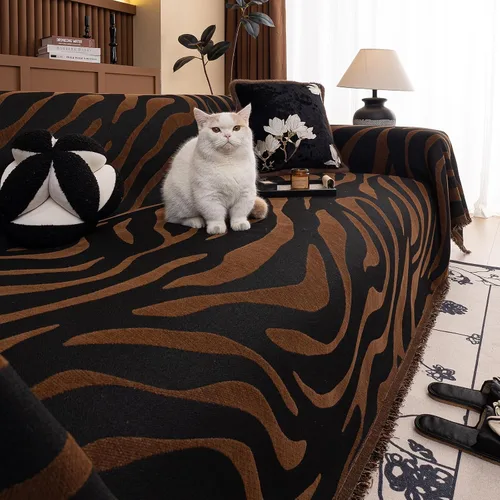 Miniatura 5 de ROOMLIFE Funda de sofá con estampado de leopardo para sofá de 3 plazas, lavable, protector de muebles para perros, funda de sofá suave