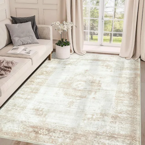 Miniatura 4 de Aoyaomi Alfombra de Área Vintage para Sala de Estar - 5x7 Grande Lavable a Máquina Boho Marroquí Desgastada Alfombras Estilo Granja para Dormitorio