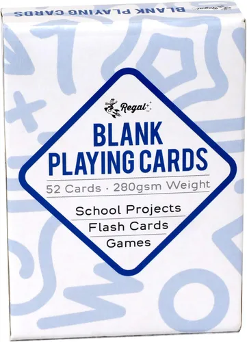 Regal Games 52 cartas de juego en blanco para escribir, baraja de cartas en blanco personalizada, (2.5 x 3.5 pulgadas), tamaño de póquer blanco de