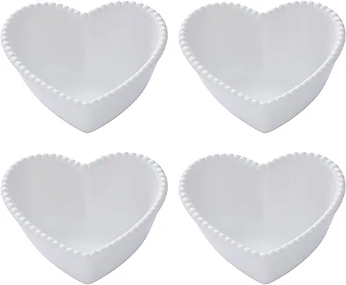Miniatura 6 de CHOOLD - Cuenco de cerámica con forma de corazón para pudín horneado, cuenco para postre, cuenco para horno, ramekin para ramekin (rosa/blanco)
