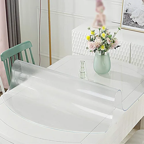 Miniatura 4 de Protector de mantel mate transparente en ángulo recto, 0.079 in biselado de PVC suave de vidrio resistente al agua y al aceite, para vidrio, mármol