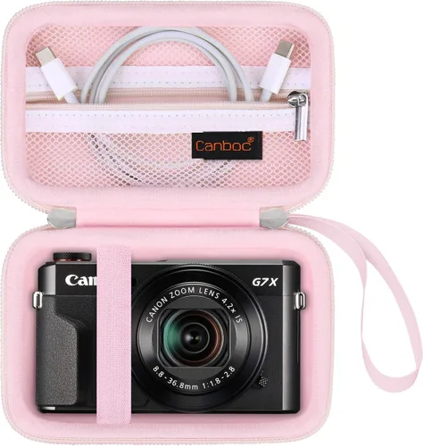 Miniatura 10 de Canboc Funda de transporte para cámara digital Canon PowerShot G7X Mark III/G7X Mark II/SX740/SX730, bolsillo de malla compatible con cable USB