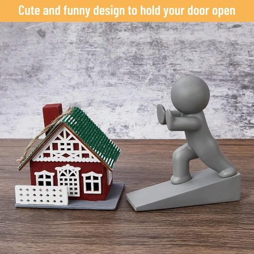 Miniatura 4 de Lindo tope de puerta, antideslizante para la parte inferior de la puerta, mantiene las puertas abiertas para niños y mascotas, gris, paquete de 1