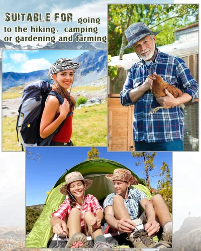 Miniatura 6 de 10 sombreros Boonie de ala ancha, diseño de camuflaje, protección solar UV, sombrero de pesca para hombres y mujeres, senderismo, safari, caza