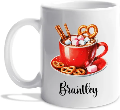 Miniatura 14 de Taza de café de Papá Noel con nombre personalizado – Taza de Papá Noel personalizada, 11 onzas y 15 onzas, bonita taza de cerámica blanca regalo
