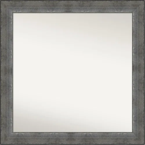 Miniatura 210 de Amanti Art Espejo de baño plateado para sobre el fregadero, 24 x 24 pulgadas, espejo cuadrado de peltre forjado a medida, marco de madera casual