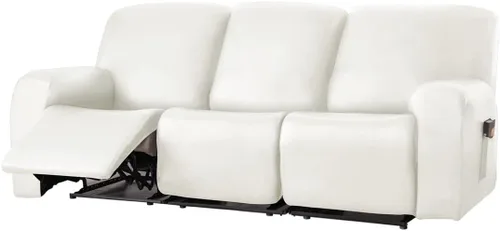Miniatura 16 de Vctops - Funda elástica de 6 piezas para sofá biplaza reclinable, de cuero sintético impermeable, protector de muebles antideslizante con borde Negro