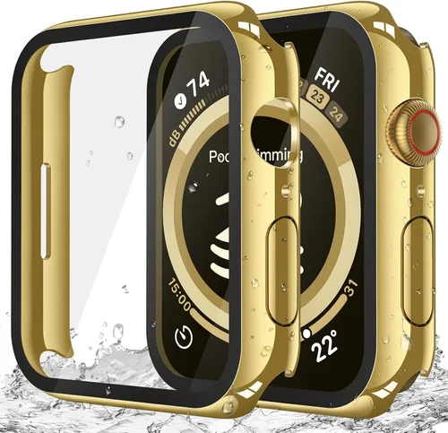 Miniatura 10 de Misxi Paquete de 2 fundas impermeables con botón diseñadas para Apple Watch Series 3 Series 2 de 38mm, funda rígida de policarbonato anticaídas