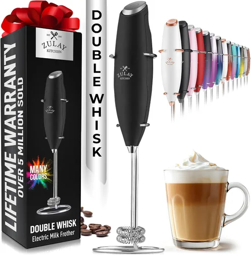 Miniatura 368 de Zulay Milk Boss Espumador de leche potente manual, hace espuma para latte, batidor para mezclar bebidas, café, miniespumador para capuchino, frappé