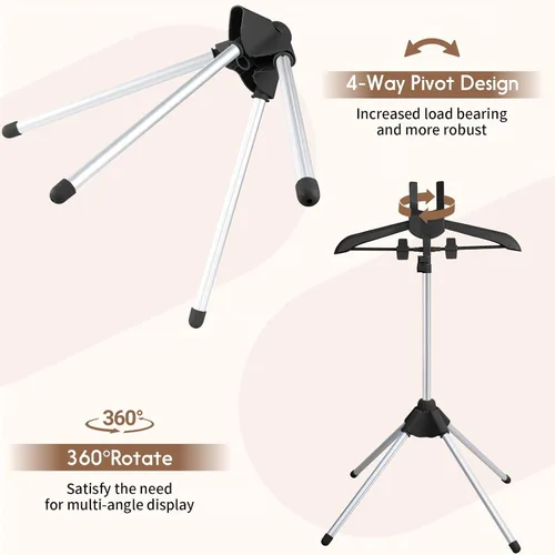 Miniatura 3 de Abiglifty Exhibidor de Camisetas Ajustable de 34-63 Pulgadas para Adultos para Vendedores, Exhibidor Portátil Colgante de Ropa de Metal Negro