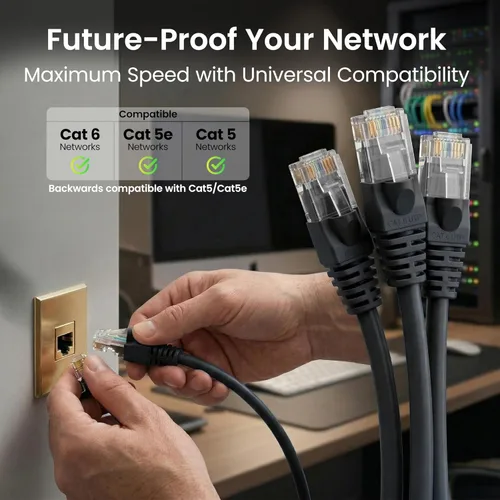 Miniatura 9 de Paquete de Cable Ethernet Cat 6 GEARit - Pack de 10 cables de conexión Ethernet Cat6 de 15 pies Cable de conexión de red RJ45, conectores dorados