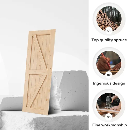 Miniatura 3 de EaseLife - Puerta corrediza estilo granero de 32.0 x 84.0 in con kit de herrajes para puerta de granero de 5.5 pies y asa incluida, montaje DIY