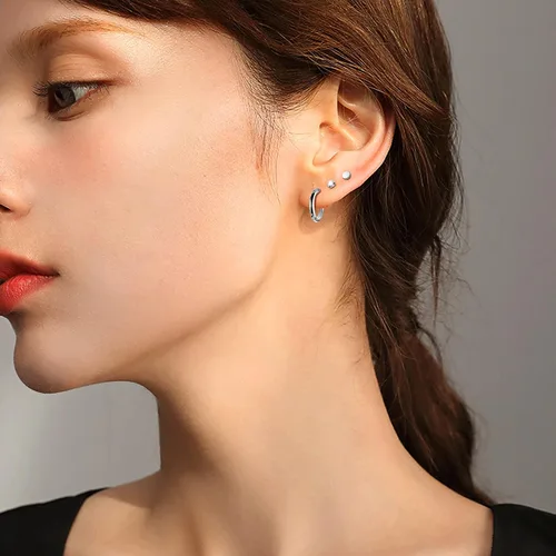 Miniatura 6 de IRONBOX Juego de 12 pares de aretes de aro de acero inoxidable chapados en oro de 18 quilates para múltiples piercings, pequeños aretes de espalda