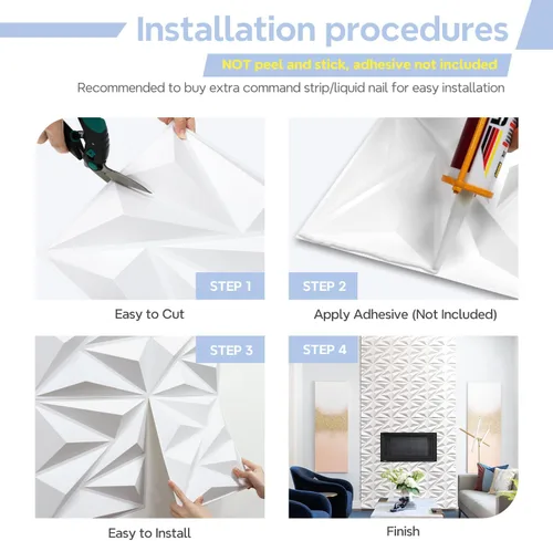 Miniatura 7 de STICKGOO - 33 paquetes de paneles de pared 3D para decoración de pared interior, paneles texturizados de PVC de 30.5 cm x 30.5 cm, paneles de pared