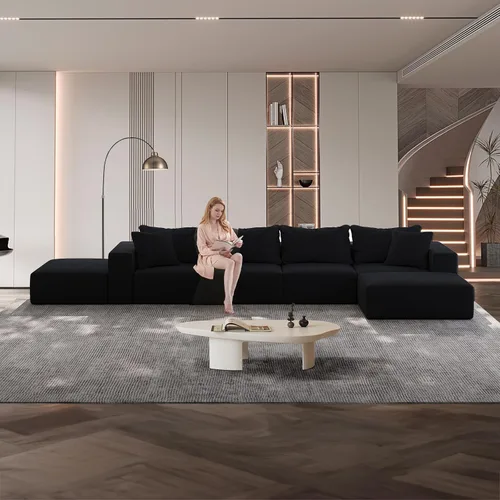 Miniatura 9 de Sofá modular en forma de L de 170 pulgadas, sofá de chenilla Cloud con 6 almohadas, sofá personalizable sin montaje para sala de estar y dormitorio