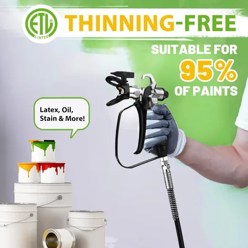 Miniatura 7 de PHALANX Pulverizador de pintura sin aire, 780 W, 3000 PSI, pulverizador eléctrico de alta potencia para pintura de casa, sin adelgazamiento, mínimo