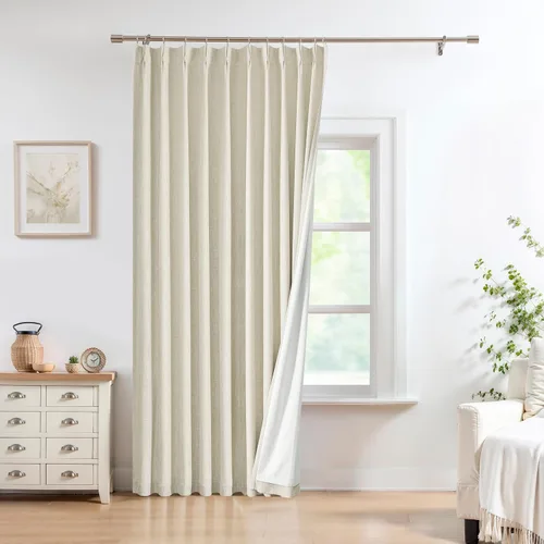 Miniatura 10 de Central Park Paneles de cortinas plisadas opacas con textura de lino, con aislamiento térmico y pestaña trasera, para sala de estar o dormitorio
