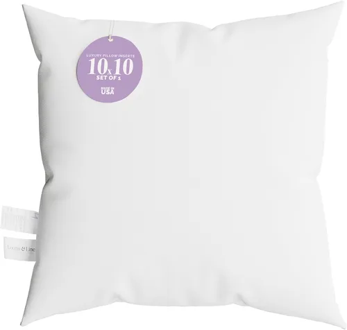 Cojín de 10 x 10 pulgadas con relleno hipoalergénico – Hecho en Estados Unidos por Looms and Linens