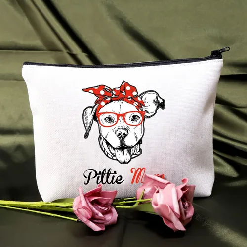 Miniatura 5 de BDPWSS Pittie Mom Gift Pitbull Dog Lovers Bolsa de maquillaje Pitbull Mama Regalo del Día de la Madre Crazy Dog Lady Bolsa de Cosméticos para Amigo
