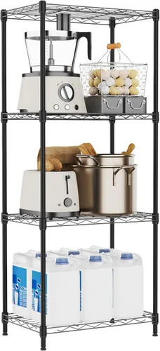 Miniatura 23 de M MZG Estantería de almacenamiento de 5 estantes, estantería de alambre de metal resistente, estantería de almacenamiento ajustable para garaje