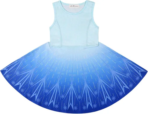 Miniatura 3 de LaBeca - Vestido sin mangas o de manga larga para niñas, vestidos casuales con diseño de unicornio o sirena para niñas pequeñas o grandes