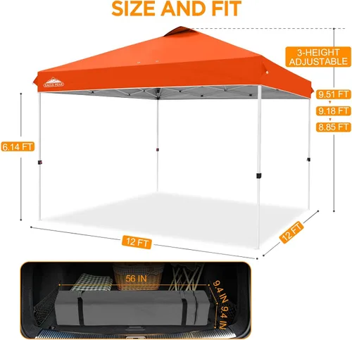Miniatura 245 de EAGLE PEAK Tienda de campaña desplegable con bolsa de transporte con ruedas, 8 estacas, 4 cuerdas, 4 bolsas de peso, toldo de tienda de campaña