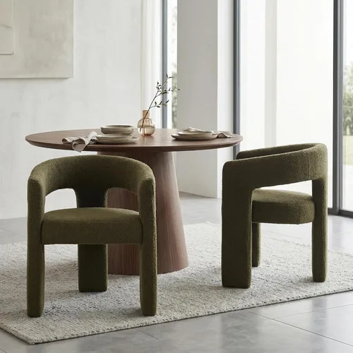 Miniatura 18 de HNY Silla moderna de cocina y comedor de estilo barril, silla de acento tapizada en cuero sintético PU con brazo, silla de lado de 47 cm de ancho
