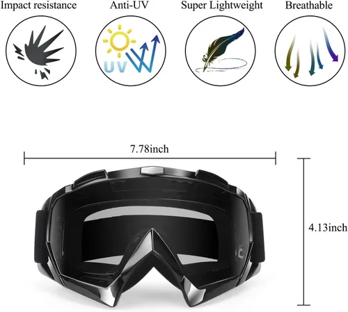 Miniatura 3 de Lentes de motocross y cuatrimoto - Lentes de carreras MX y MTB, lentes de protección para bicicleta, lentes de seguridad para adultos, jóvenes