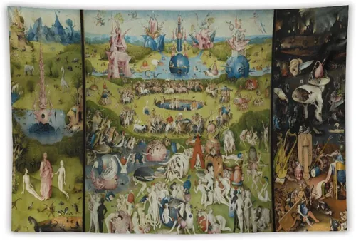 Miniatura 10 de JU XIANG Hieronymus - Tapiz de Bosch, diseño de jardín de delicias terrenales, decoración del hogar, arte de pared, impresión para dormitorio