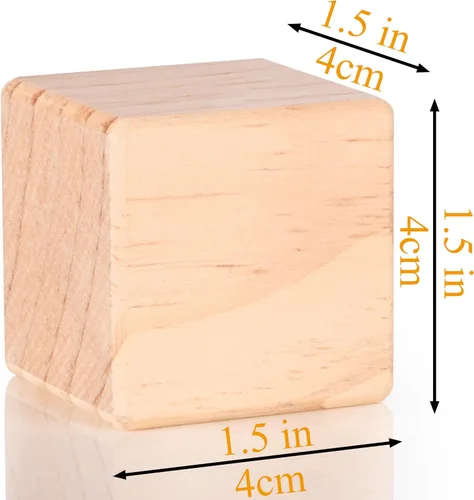 Miniatura 6 de Cubos de madera, bloques de madera natural de 1.5 pulgadas, 10 bloques cuadrados sin terminar con esquinas redondeadas para manualidades, bloques