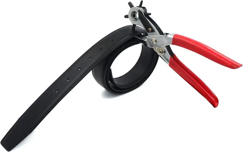 Miniatura 2 de Alicates de mano de punzón de cuero resistente de 9 "Agujeros de cinturón Herramienta de punzones de 6 tamaños Nuevo [P/N: ET-TOOL014-RED]