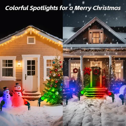 Miniatura 4 de Foco para exteriores – Enchufe de 120 V, 2700 K, luces LED de paisaje blanco cálido con 3 lentes RGB para patio, jardín, césped y decoración